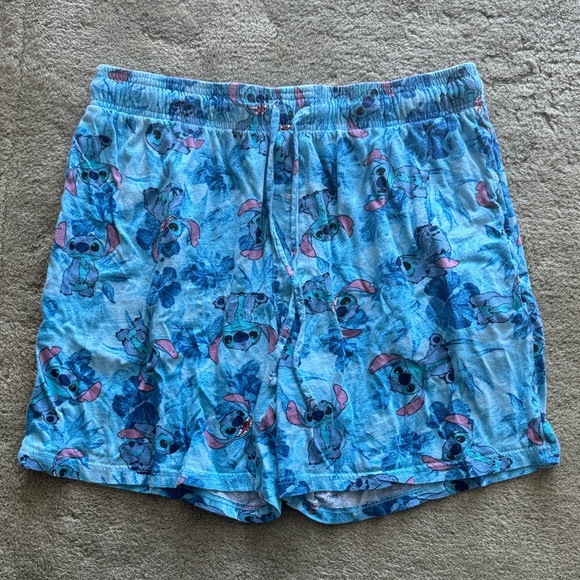 Disney Other - Disney Men's Light Blue Stitch Pattern Sleep Shorts Pajamas